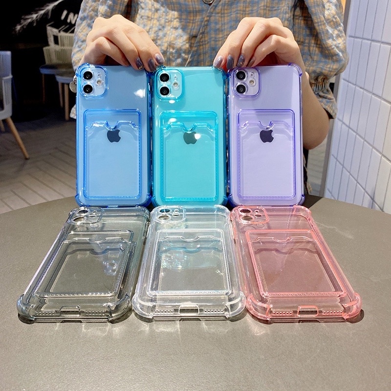 Case Kartu Clear Card Holder Wallet Softcase iPhone 13 11 12 Pro Max 7 8 Plus X XR XS MAX Casing