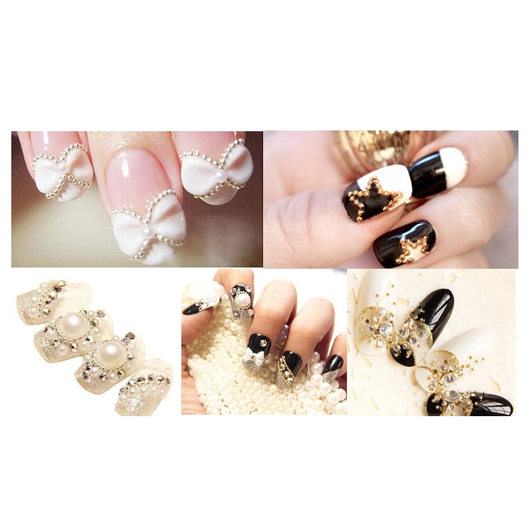 【 COD 】 Beauty Orname Mutiara Berlian Imitasi 3d Bahan Metal Gaya Jepang Untuk Dekorasi Nail Art