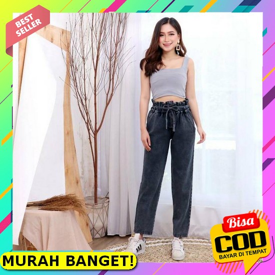 Celana Jeans Sobek Wanita Import Kekinian Terbaru 2021 Cewek Remaja Cl Fwr - Celana Boyfriend Jeans 