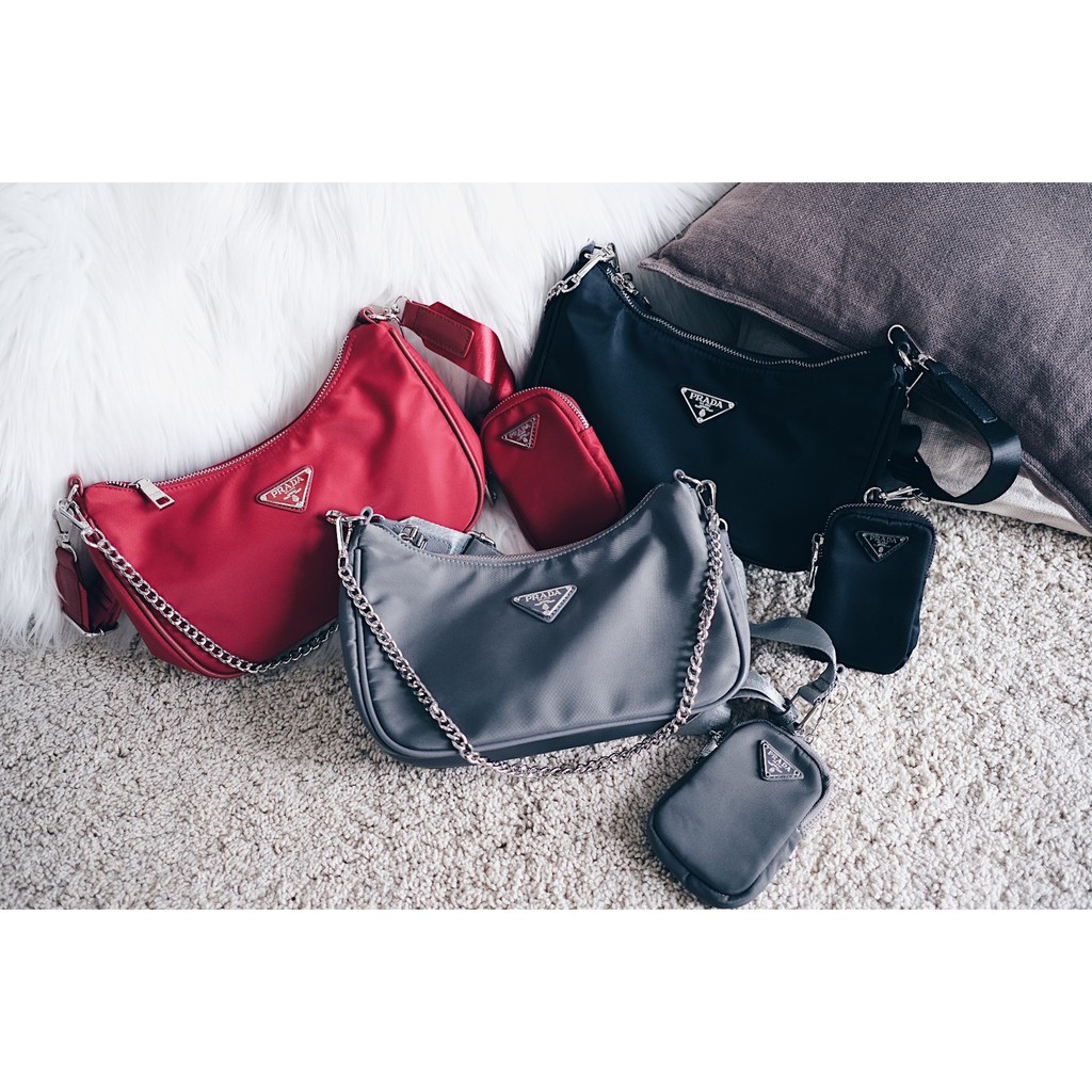 PRADA MULTI-POCHETTE NYLON SHOULDER BAG