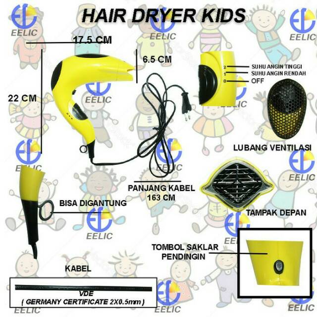 Hair Dryer Kids Alat Pengering Rambut Anak Profesional 350 W