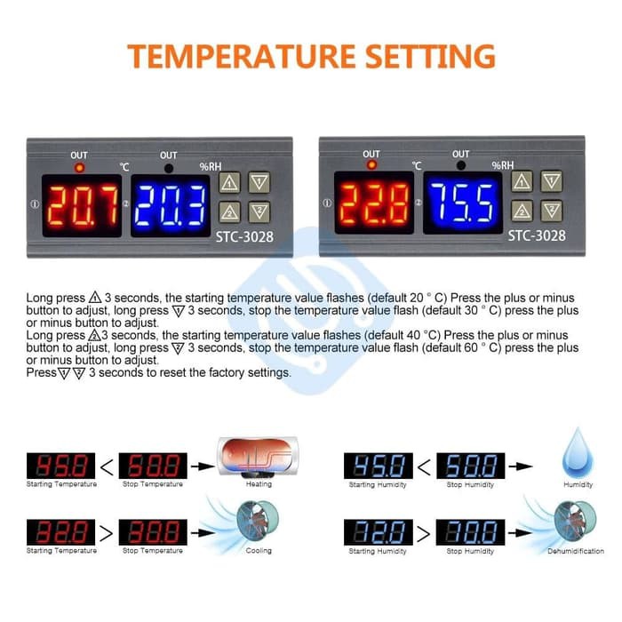 Thermostat Hygrostat 2in1 Pengontrol Suhu dan Kelembaban AC 220V