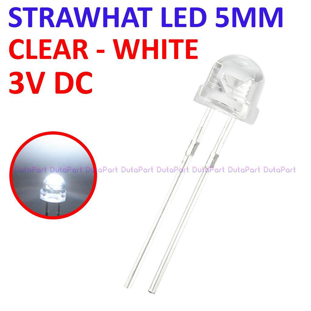 LED 5mm PUTIH WHITE STRAWHAT BENING LED Dioda KUALITAS BAGUS