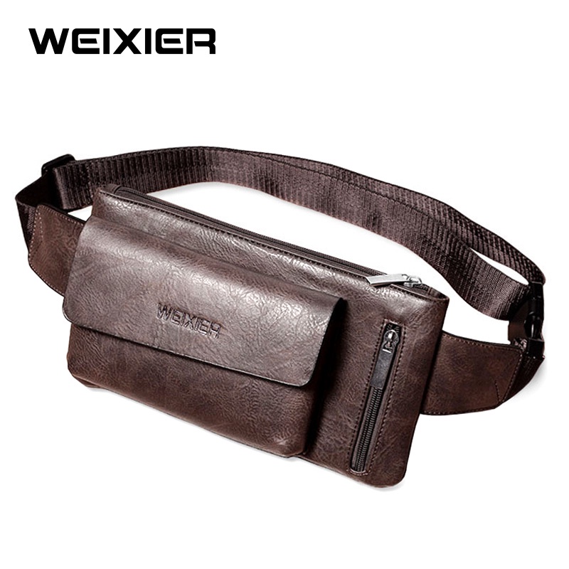 WEIXIER 9526 Tas Selempang Pria Kulit Waistbag Anti Air WK-SBY