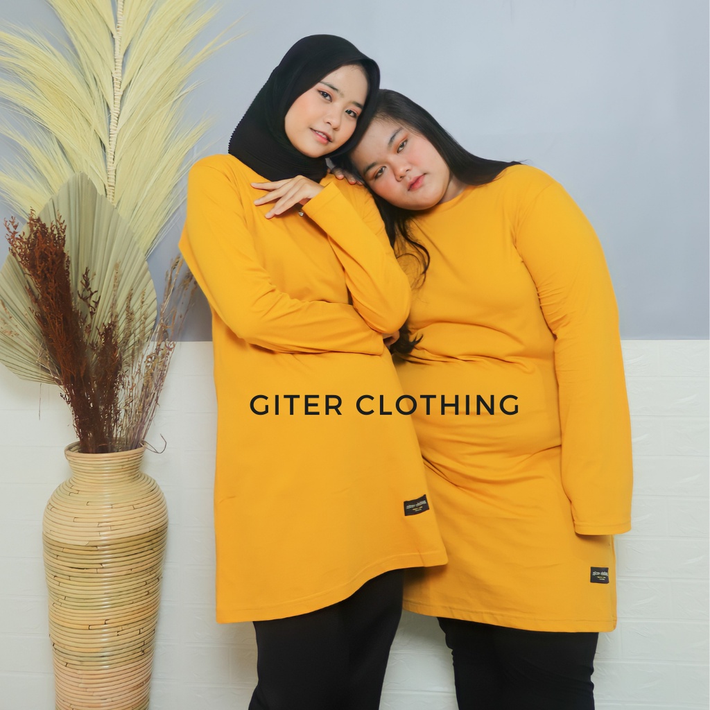 Kaos tunik - Giter Clothing - atasan wanita - kaos polos oversize - kaos wanita lengan panjang tunik muslimah