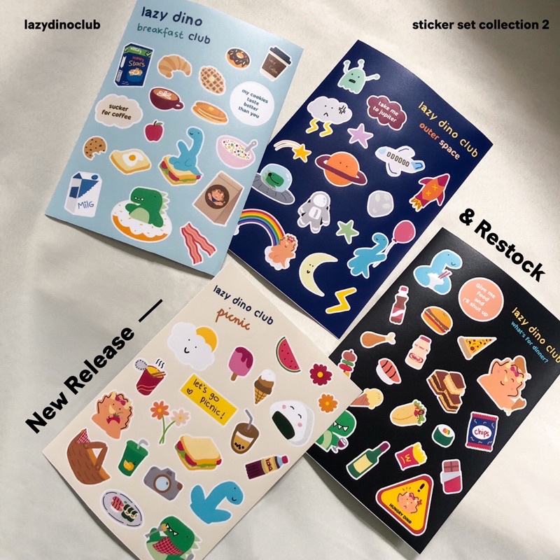 

Dino Sticker Set by Lazy Dino Club | Sticker/Stiker Vinyl Premium/Chromo/Glitter | Sticker Lucu | Sticker Dino | Sticker Korea