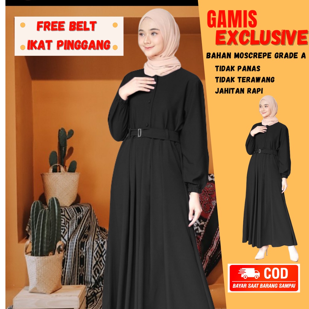 Gamis Terbaru ozias Gamis gaun pesta mewah Gamis Syari i Asdf muslimah premium fashion Wanita long dress TRAND model kekinian Abaya Turky busana muslim sar i Hitam polos wanita-5