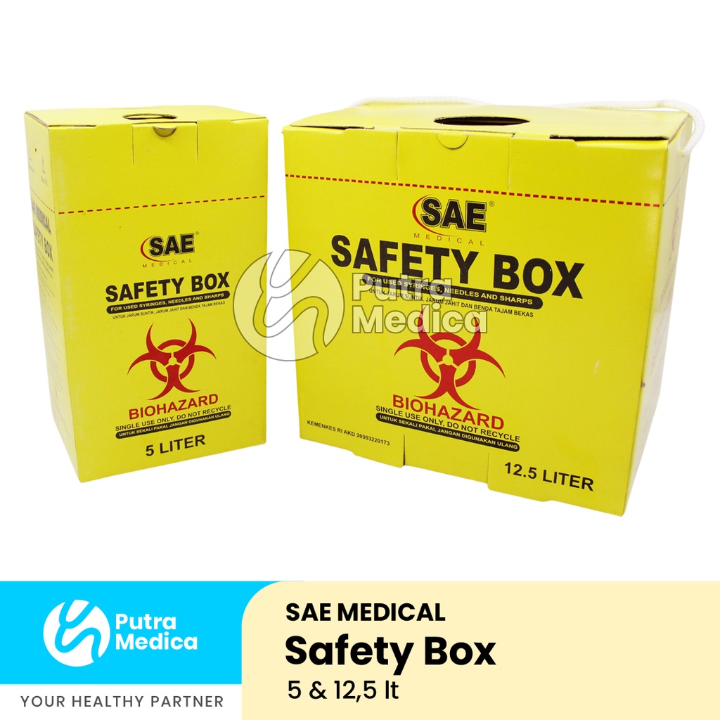 Safety Box 12,5 Liter [Kuning] - 1pc / Kotak Limbah Medis / Kardus Sampah Alat Kesehatan