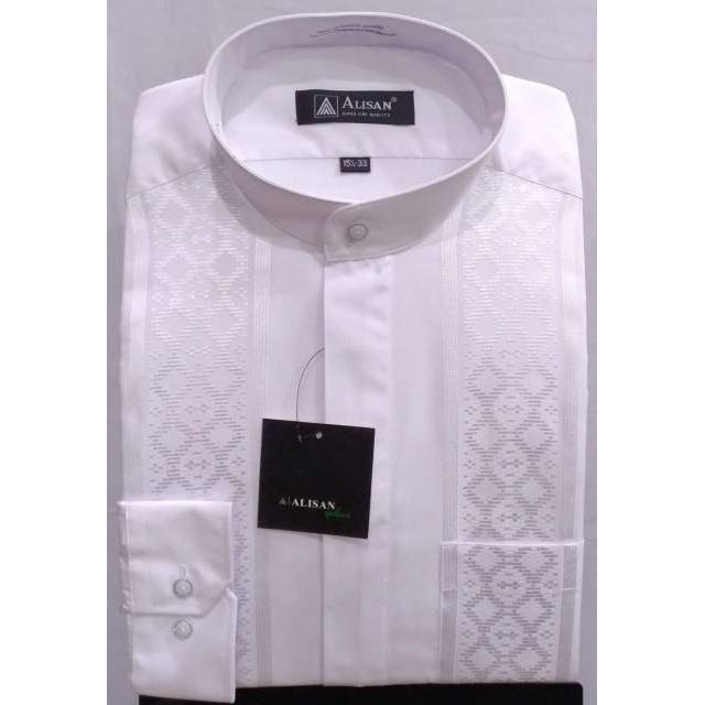 Baju Koko Alisan Putih Bordir 3D Motif Wajik Panjang Baju Koko Alisan Putih Bordir 3D Motif Wajik Panjang