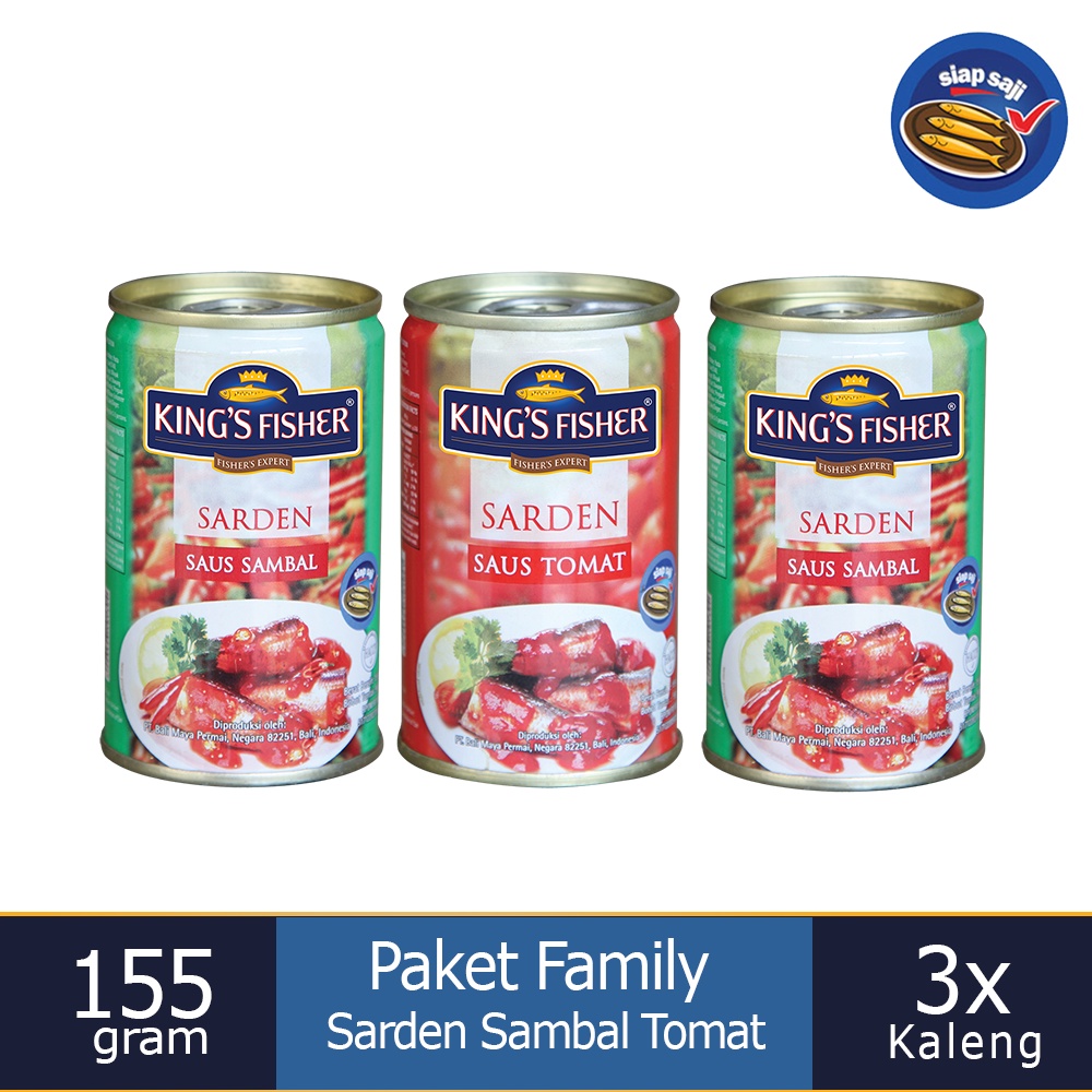 

Paket Family King's Fisher Sarden 3 saus sambal dan tomat Makanan Kaleng 155g