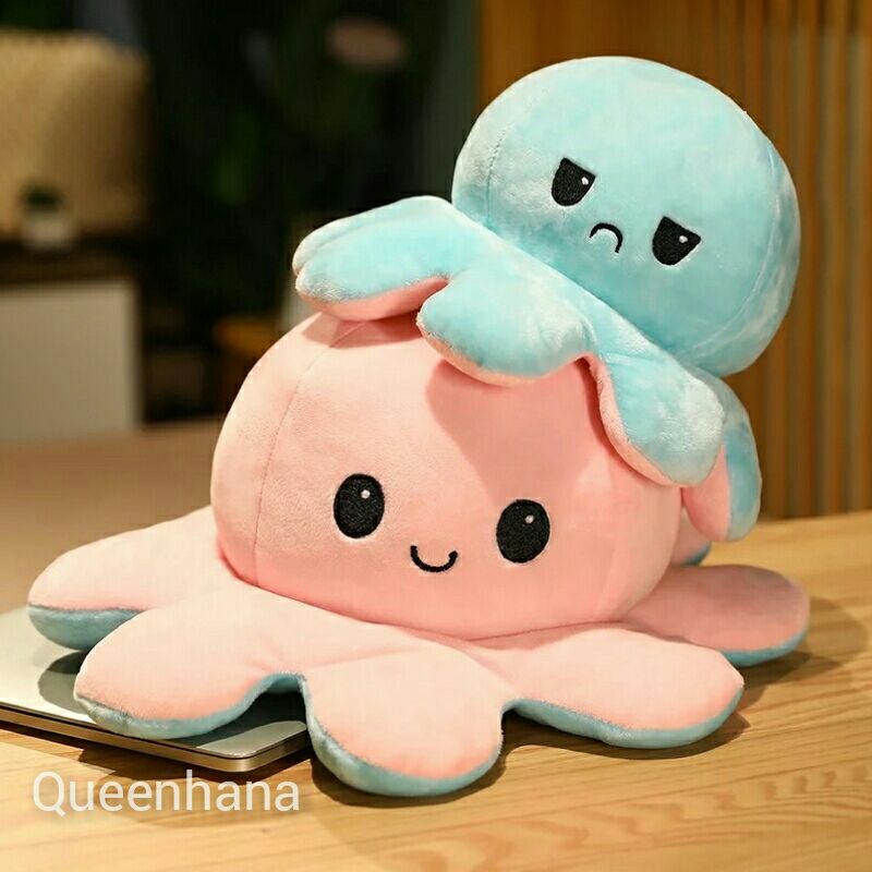 Boneka Octopus Reversible/Gurita Bisa Bolak Balik 20cm Dan 30cm