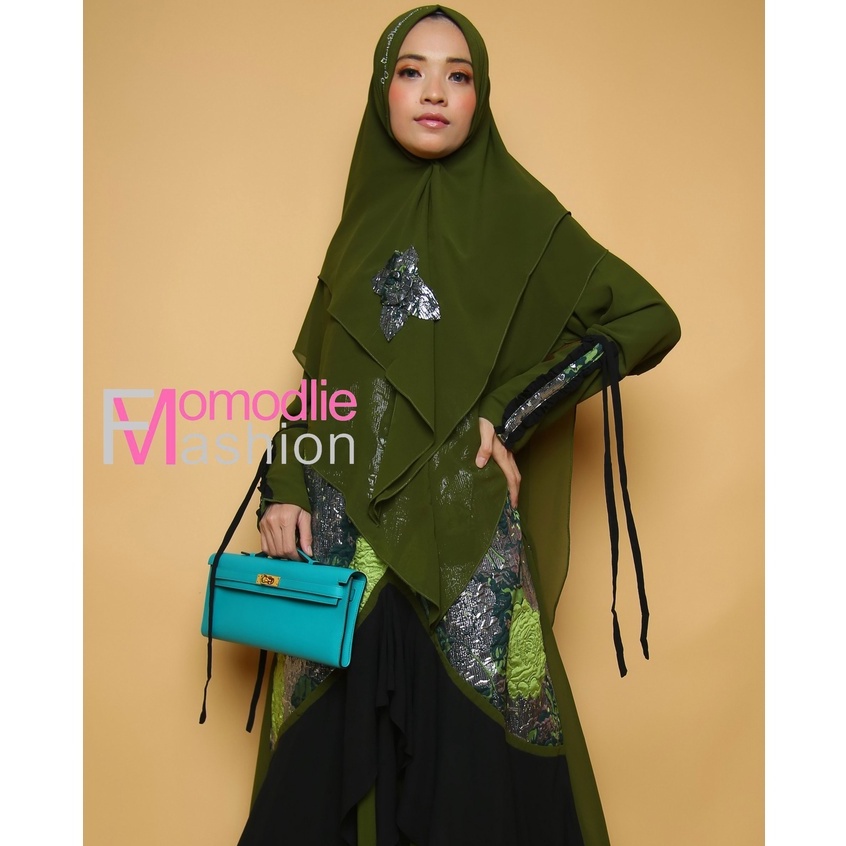 Gamis Syari Set Khimar, momodlie premium syari set, Terlaris gamis syari premium, muslim dress set