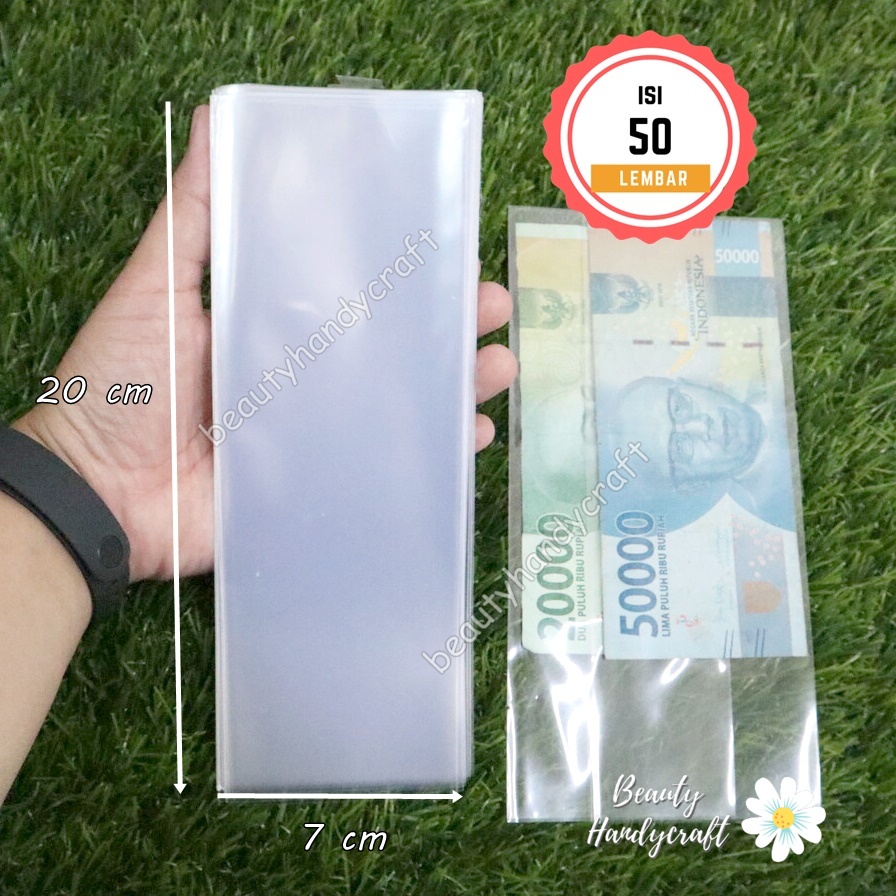 Jual Plastik Uang Buket Plastik Bening Plastik Opp Kaca Display Aksesoris 7x20cm Isi 50 Lembar 3675