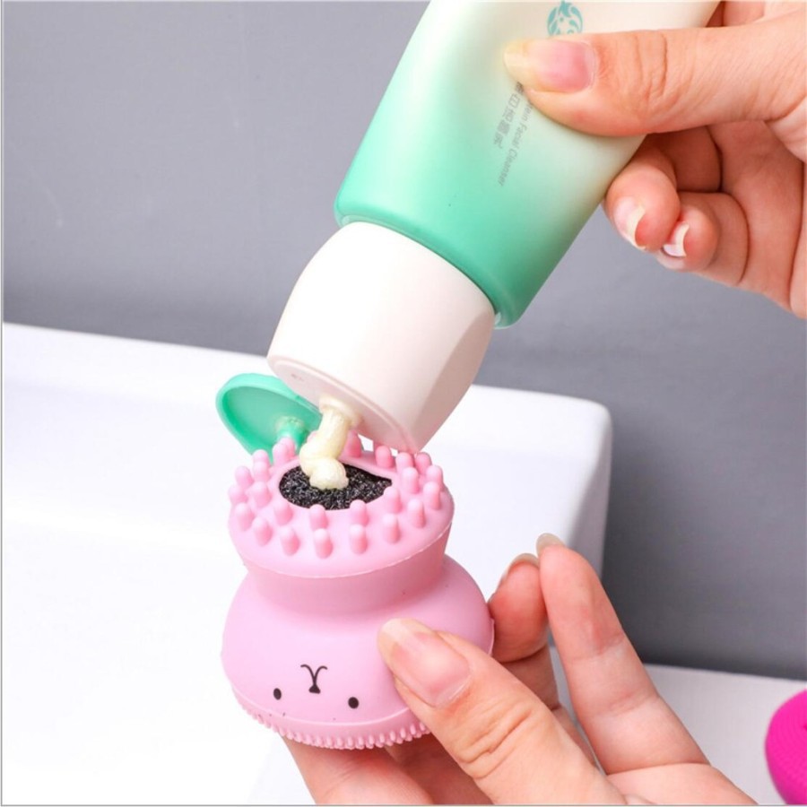 Sikat Pembersih Muka Wajah silikon Silicon Brush Face Sponge Mandi Bath Facial Wash Spon Kamar Mandi