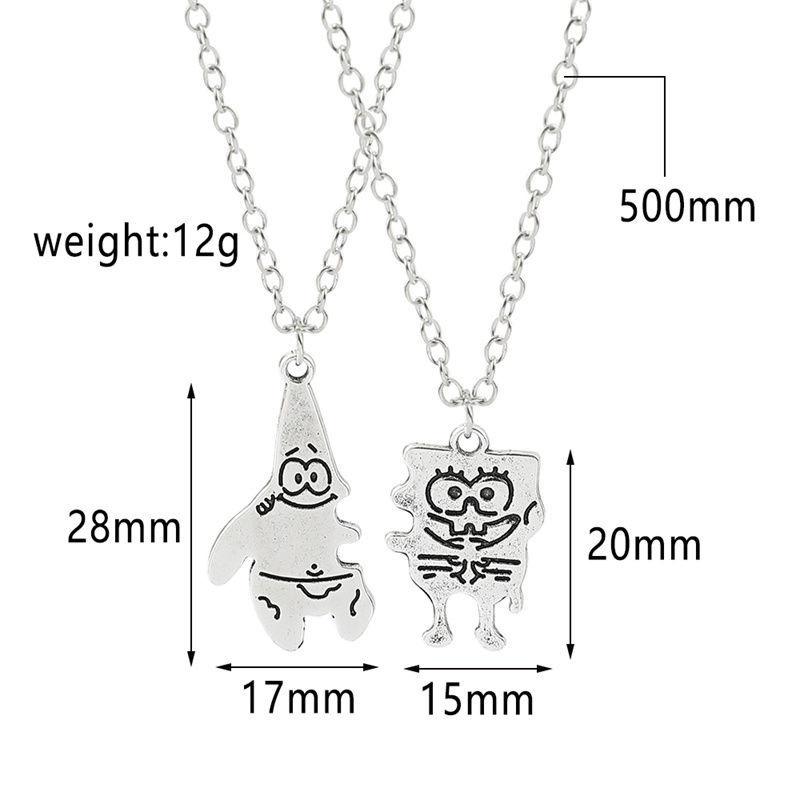 2pcs / Set Kalung Persahabatan Desain Spongebob Untuk Pasangan