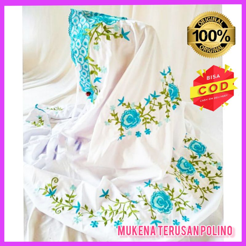 [READY] Mukena Dewasa Terusan  Bordir Mukena Lajuran Putih Kudus Bahan Kain Polino Mukenah  Terusan 