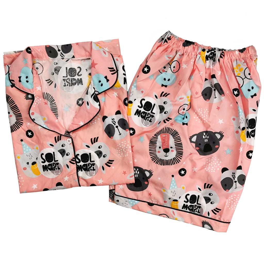 Setelan Piyama Dewasa Celana Pendek Lengan Pendek Hotpant All Size-HPL KOALA PEACH
