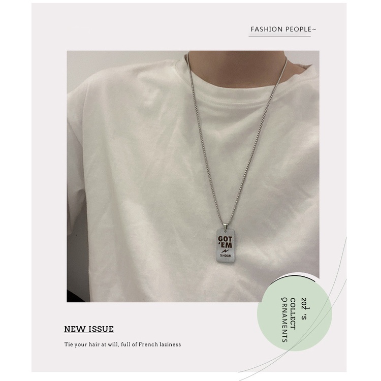 Retro titanium baja shock army-gaya kalung pria hip hop kepribadian hip hop liontin sweater rantai d