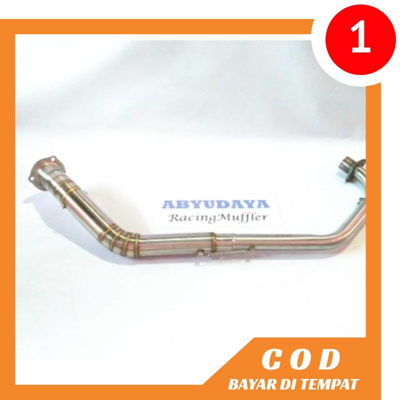 Header pipa leher knalpot racing satria 150 stainless pas cacing Argon pnp silincer ori fu