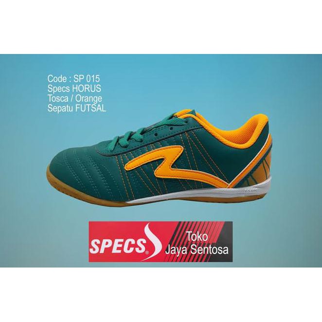 T7MI SEPATU FUTSAL SPECS HORUS IN TOSCA/ORANGE - HIJAU TOSCA, 38 MSRQ