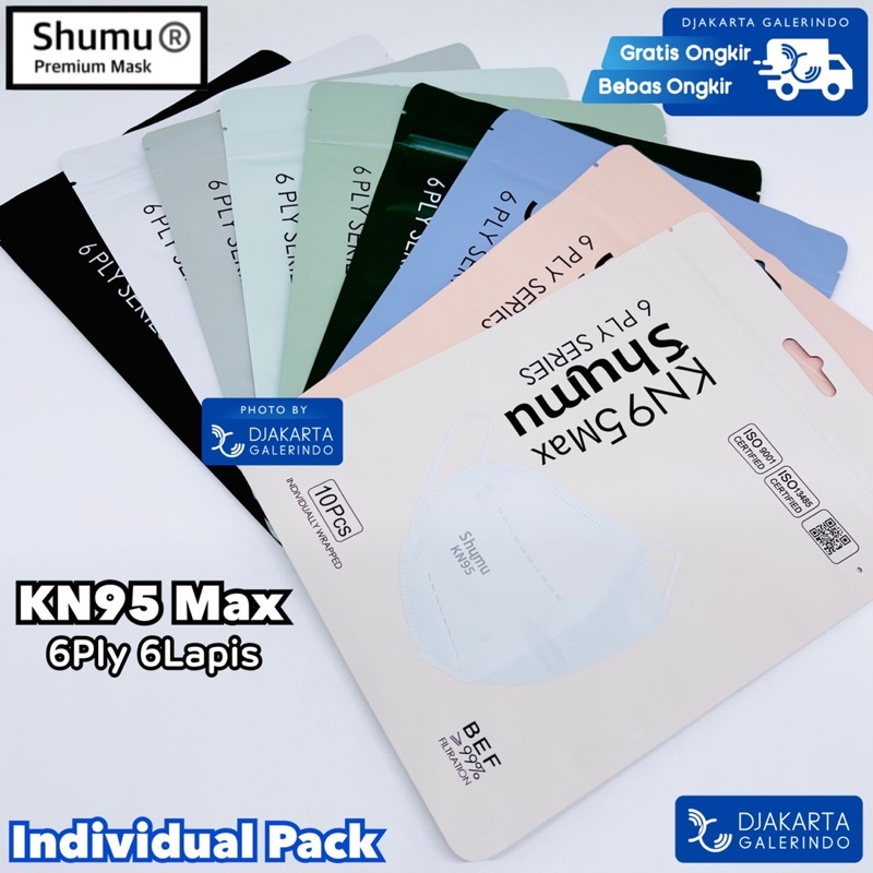 Masker SHUMU KN95 MAX 6Ply Individual Pack isi 10Pcs