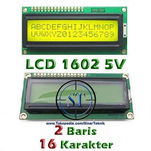 LCD Display 1602 Background Yellow Kuning Tulisan Hitam 16x2 Karakter 16x2 Character Display