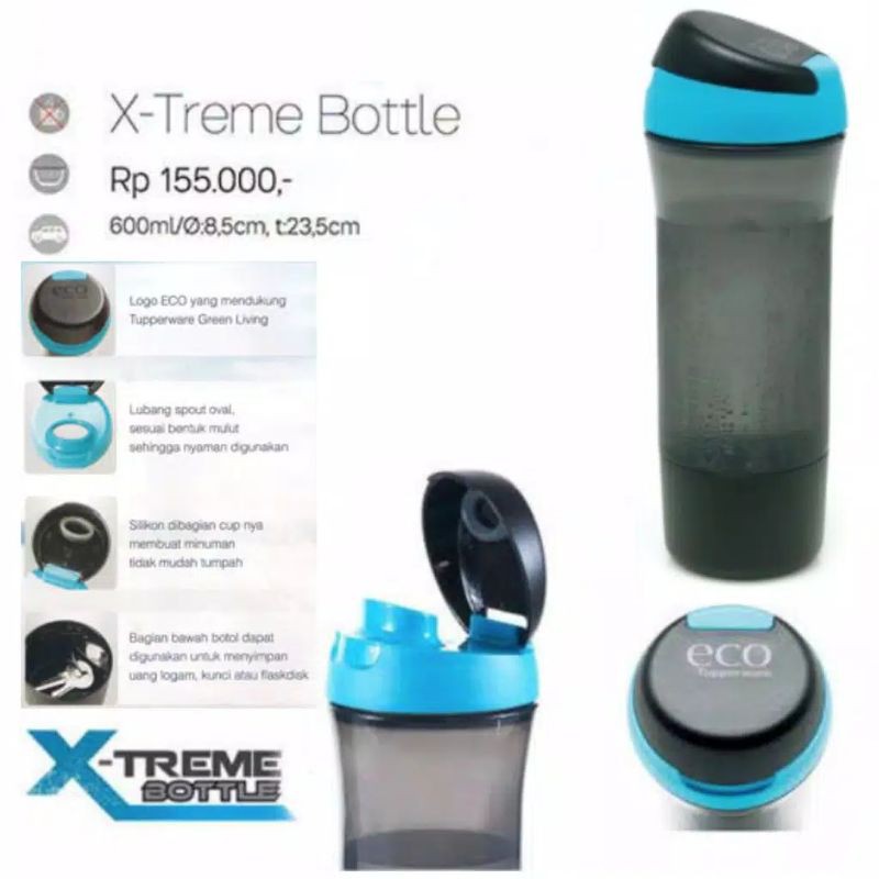 tupperware X-treme bottle 600ml / extreme bottle 1pcs botol minum