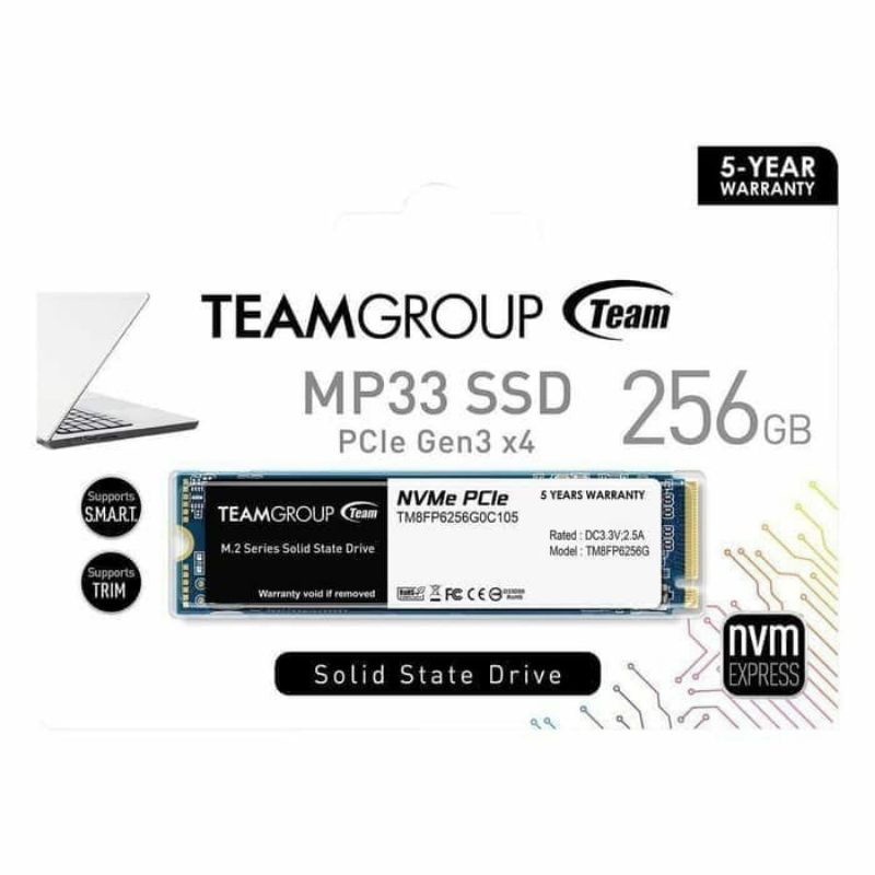 Team Group MP33 SSD 256GB M.2 NVME 2280 PCIE Gen3x4