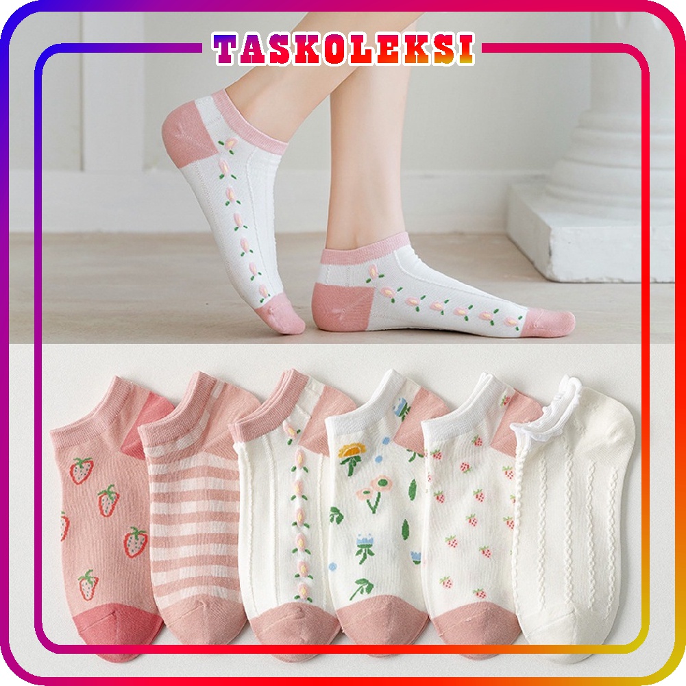 ☛TK☚  Kaos Kaki Motif Lucu Warna Soft Kaoskaki Pendek Korea Sock Import Fashion Wanita K001