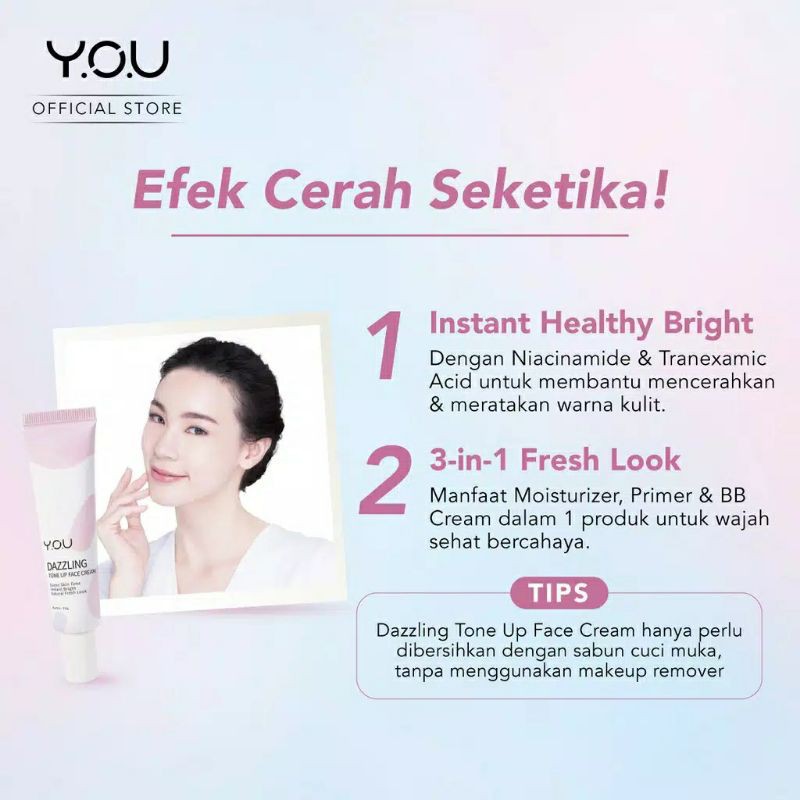 YOU Dazzling Tone Up Face Cream (Efek Cerah Seketika)