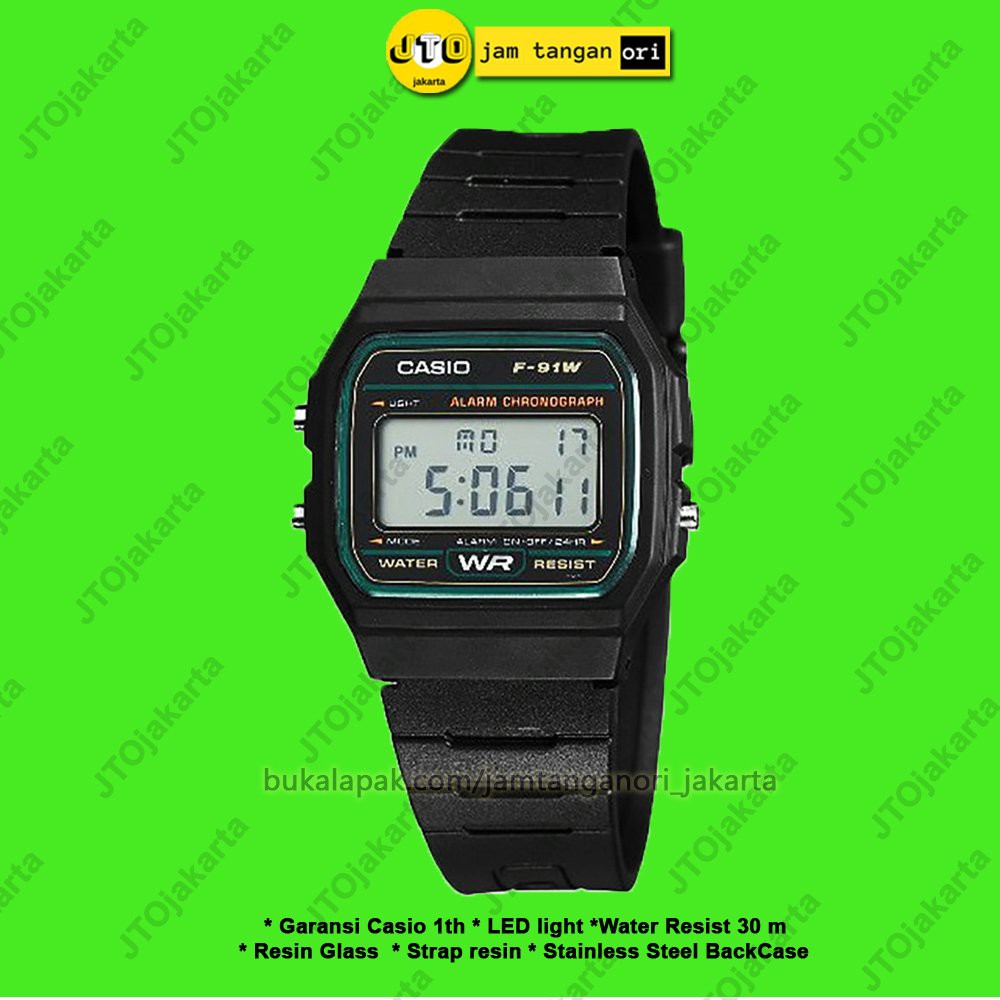 Jam Tangan Pria Wanita Casio Original F 91W 3D Digital Arloji Cowok Cewek Anti Air Sport Aksesoris F