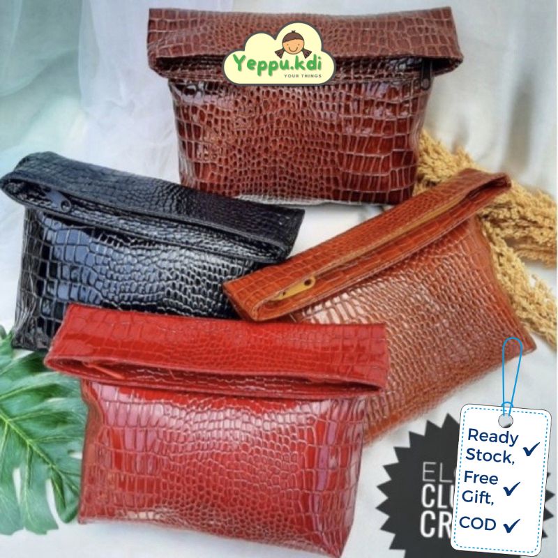 Clutch Dompet Motif Kulit Crocodile - Tas Serbaguna | Tas Kosmetik Kendari