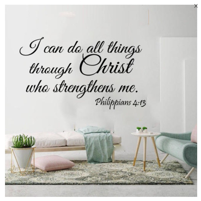 ELFYDO - STC003 Sticker Dinding Kata Quote Philippians 4:13 Wall Sticker