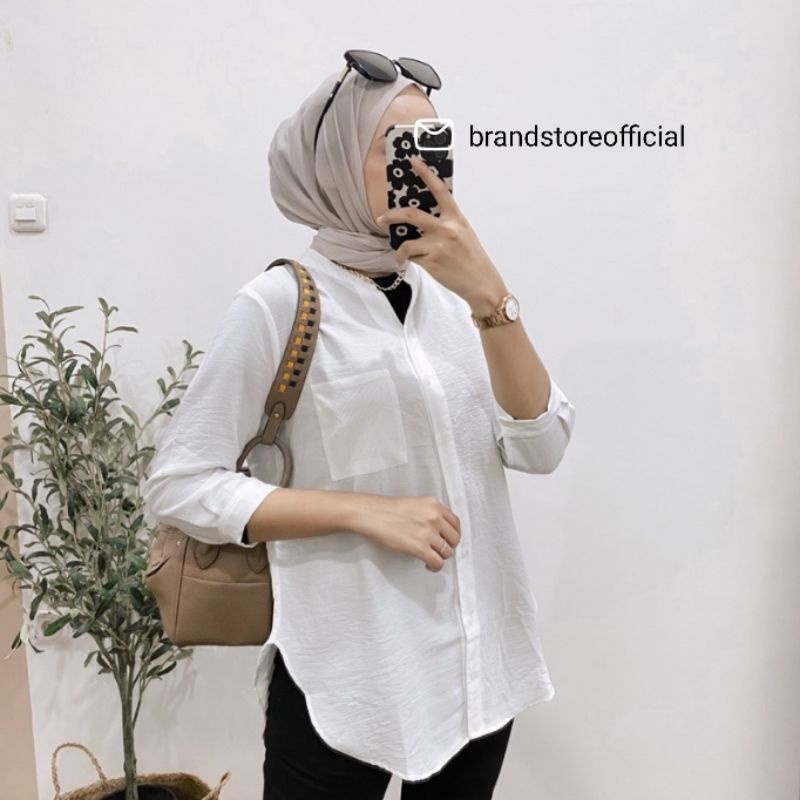 KEMEJA TUNIK POLOS WANITA CRINKLE AIRFLOW KASUAL TERKINI