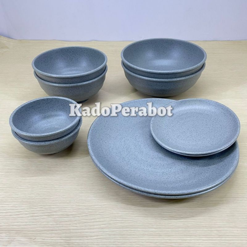 piring mangkok onyx - tempat makan onyx set - piring mangkok melamine