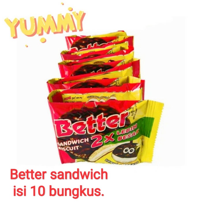 

Wafer-Biskuit- Better Sandwich Roma. Isi 10 X 22 Gr -Biskuit-Wafer.