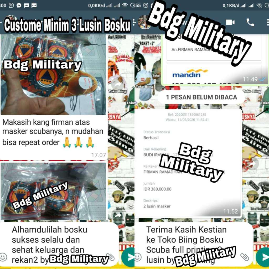 Masker Kain Semi Logo Kesatuan Pelindung Mulut Hidung Maske Non Medis Custome Face Shield