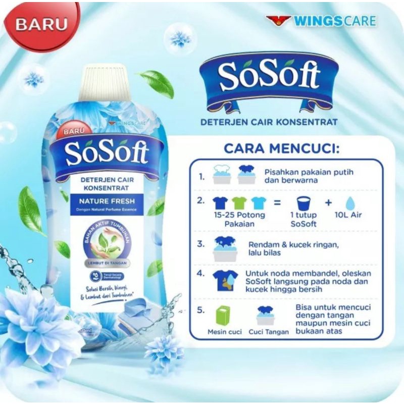 SOSOFT DETERJEN CAIR KOSENTRAT 750ML  / DETERJEN CAIR / SOSOFT