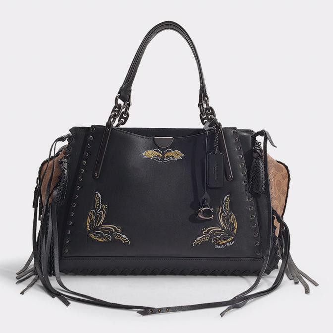 Kualitas Terbaik Coach Signature Tattoo Dreamer 36 Bag In Brown And Black Calfskin BARANG BAGUS