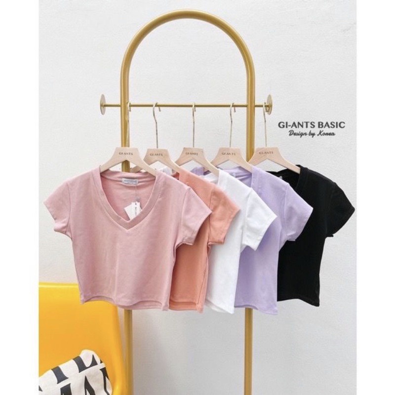 GSC -Desy Atasan Crop V-Neck Dessy /  Kaos Crop wanita