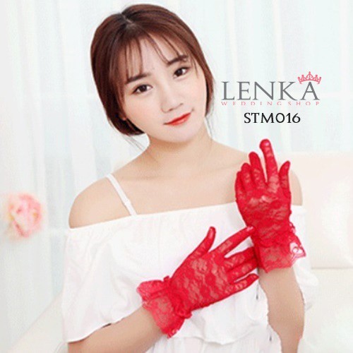 [ORDER SEKARANG] WEDDING GLOVES AKSESORIS WANITA PESTA PERNIKAHAN MERAH STM016