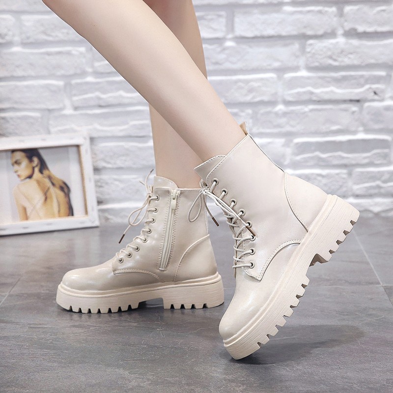 SBCB seaptu boots wanita white beige high ankle import martin boot