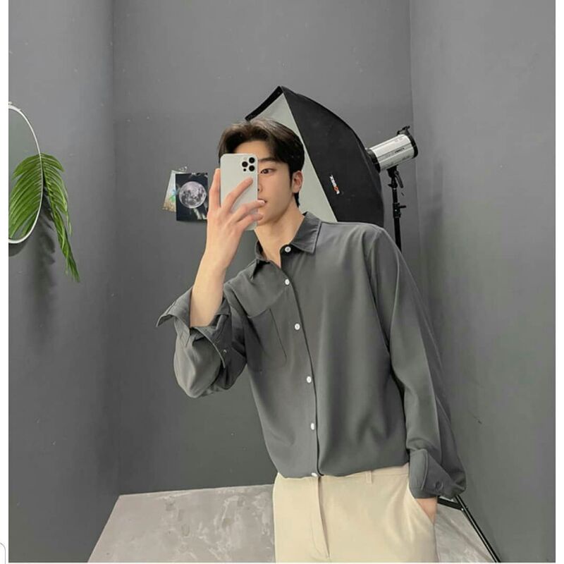 JM YLAND Spring wind Shirt Kemeja Pria/kemeja kerja pria