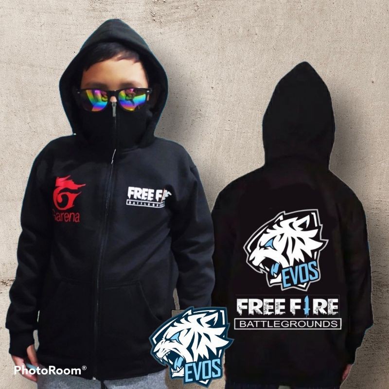 JAKET ANAK ZIPPER FREE FIRE X EVOS