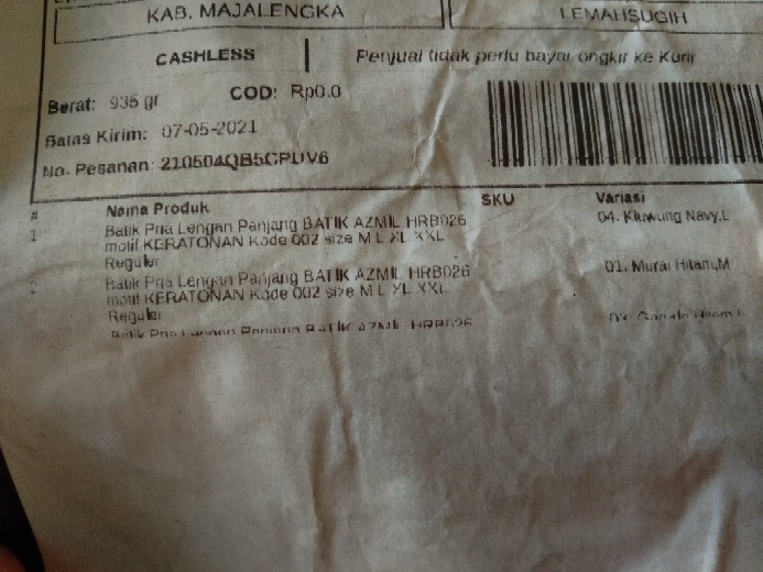 Atasan Batik Pria Lengan Panjang Kenongo Hem Padi Pekalongan M L Xl