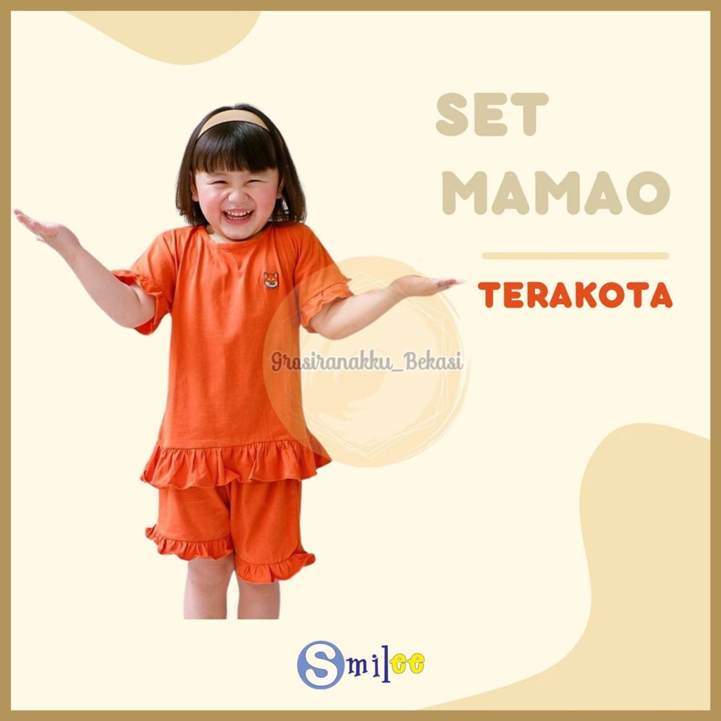 Setelan Anak Kaos Smilee Mamao Terakota Size 1-5Tahun