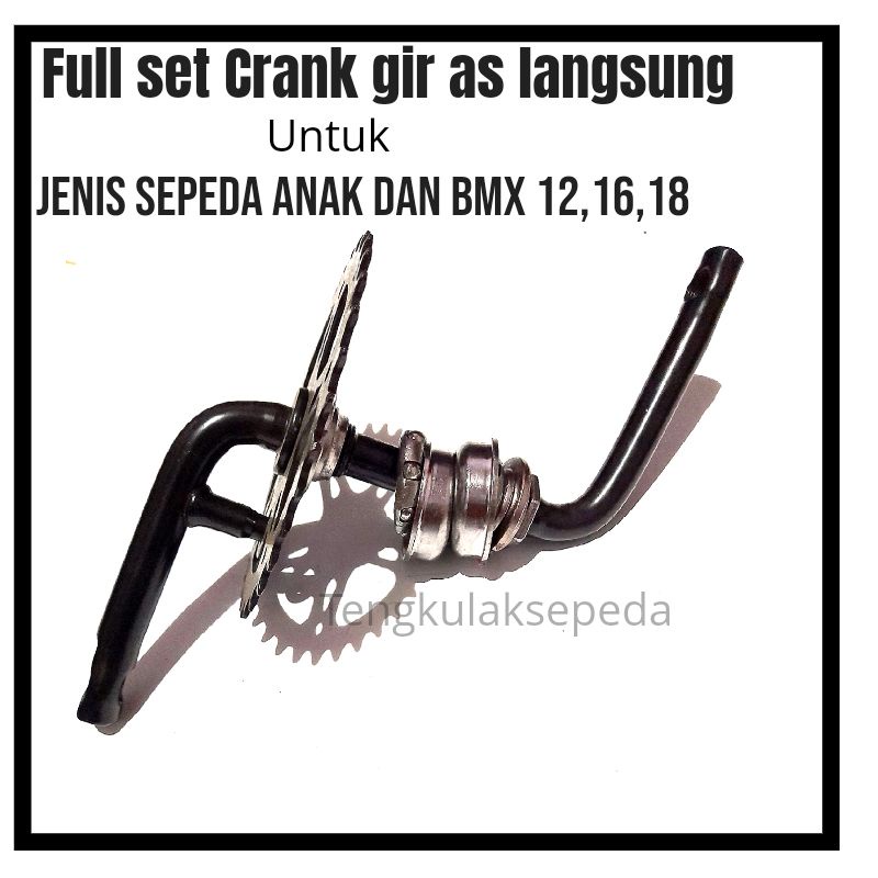 Full Set Gir As Langsung Crank Sepeda Bmx Anak Ukuran 12" 16" 18"