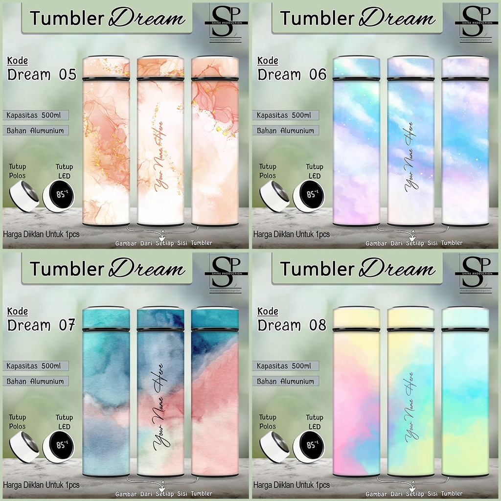 Tumbler Botol Minum Motif Marble Cloud 500 Ml