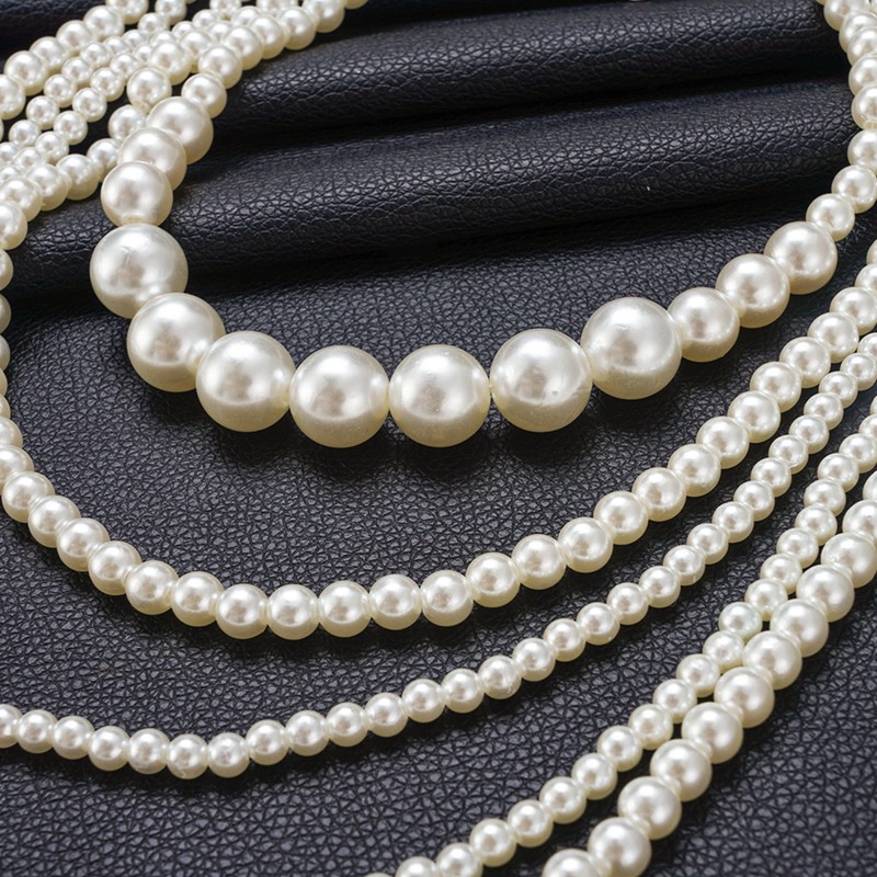 Kalung Mutiara Imitasi Multilayer Gaya Klasik