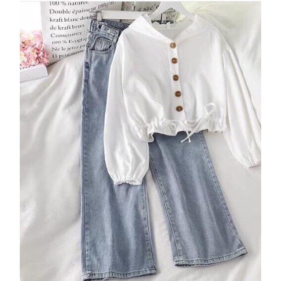 Raamaa16 Vika Blouse/Blouse ootd/atasan blouse/Atasan kekinian - Putih murah